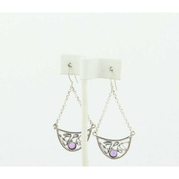 Sterling Silver Purple Amethyst Earrings Dangle Drop Earrings - Picture 4 of 7